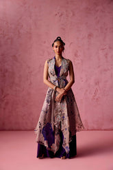 PURPLE FLAP PANT BUSTIER JACKET